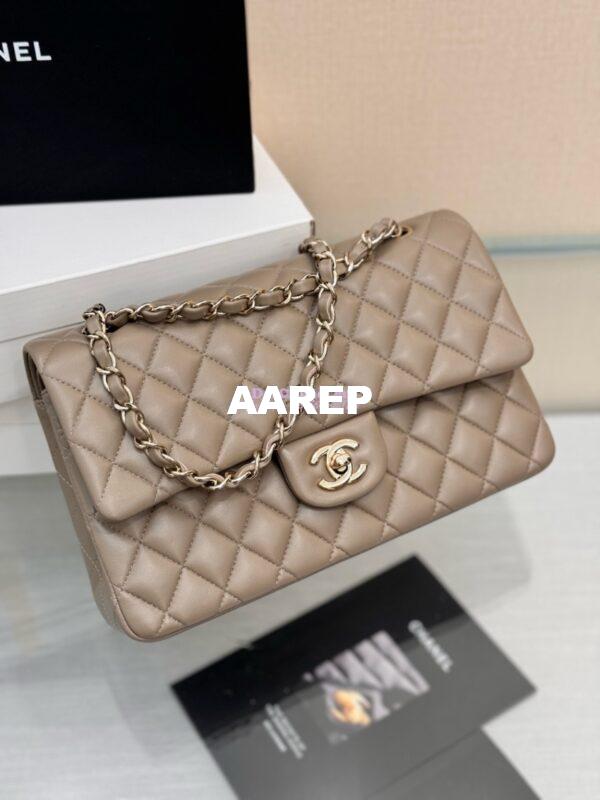 Replica Chanel CF 1112 Classic Flap Bag Qulited Lambskin with Light Gold Hardware in Storm Grey 7