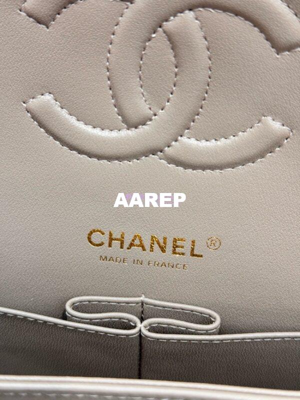 Replica Chanel CF 1112 Classic Flap Bag Qulited Lambskin with Light Gold Hardware in Storm Grey 14