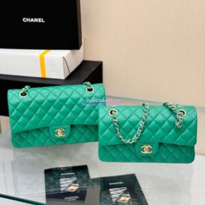Replica Chanel CF 1112 Classic Flap Bag Qulited Lambskin with Light Gold Hardware in New Light Green