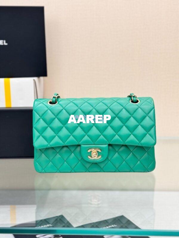 Replica Chanel CF 1112 Classic Flap Bag Qulited Lambskin with Light Gold Hardware in New Light Green 4