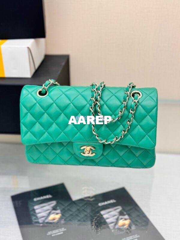 Replica Chanel CF 1112 Classic Flap Bag Qulited Lambskin with Light Gold Hardware in New Light Green 6