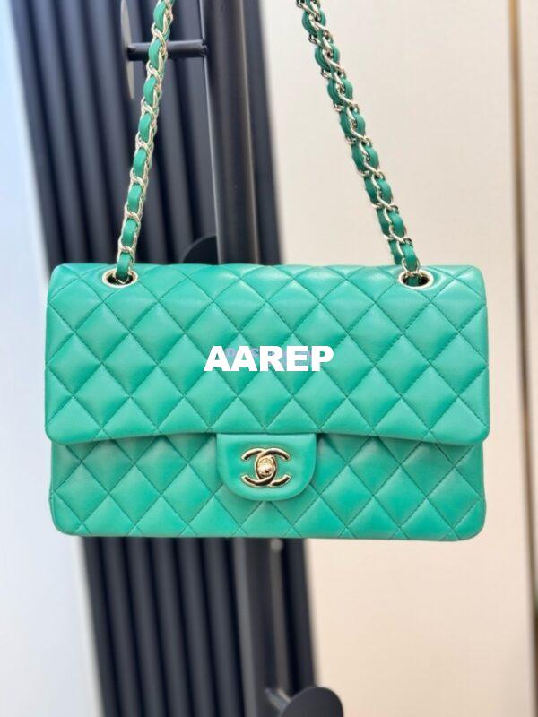 Replica Chanel CF 1112 Classic Flap Bag Qulited Lambskin with Light Gold Hardware in New Light Green 7