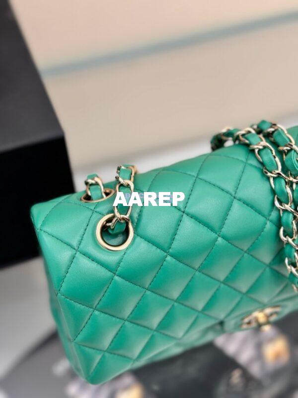 Replica Chanel CF 1112 Classic Flap Bag Qulited Lambskin with Light Gold Hardware in New Light Green 9