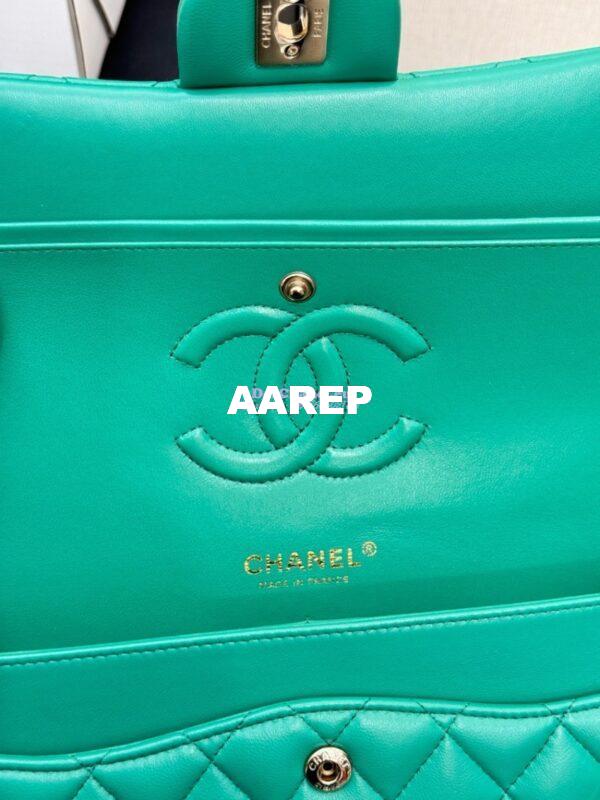 Replica Chanel CF 1112 Classic Flap Bag Qulited Lambskin with Light Gold Hardware in New Light Green 12