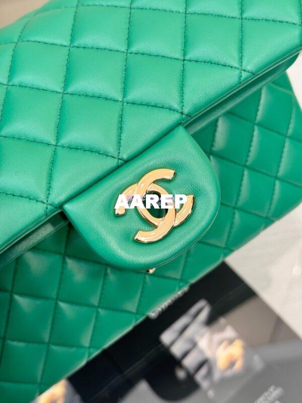Replica Chanel CF 1112 Classic Flap Bag Qulited Lambskin with Light Gold Hardware in New Light Green 15