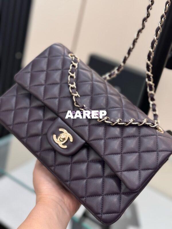Replica Chanel CF 1112 Classic Flap Bag Qulited Lambskin with Light Gold Hardware in Dark Purple 3