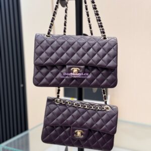 Replica Chanel CF 1112 Classic Flap Bag Qulited Lambskin with Light Gold Hardware in Dark Purple 2