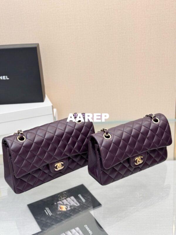 Replica Chanel CF 1112 Classic Flap Bag Qulited Lambskin with Light Gold Hardware in Dark Purple 5
