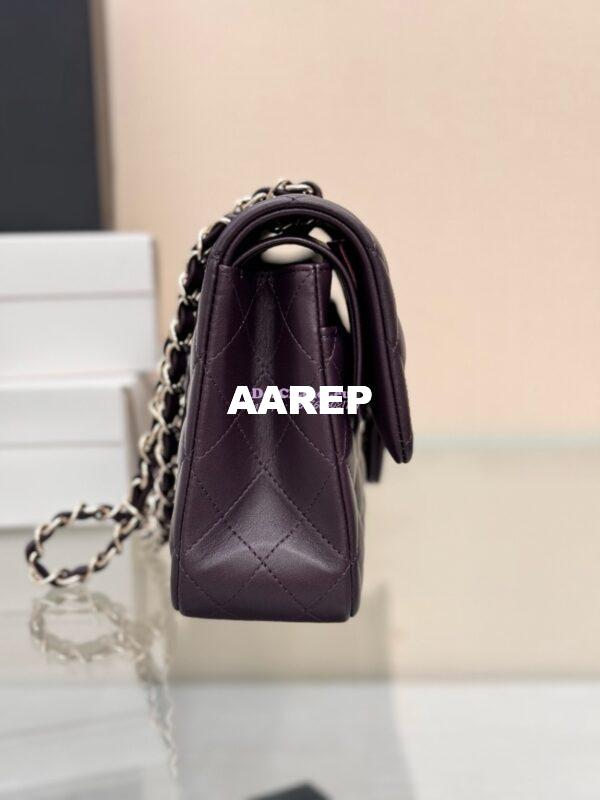 Replica Chanel CF 1112 Classic Flap Bag Qulited Lambskin with Light Gold Hardware in Dark Purple 9