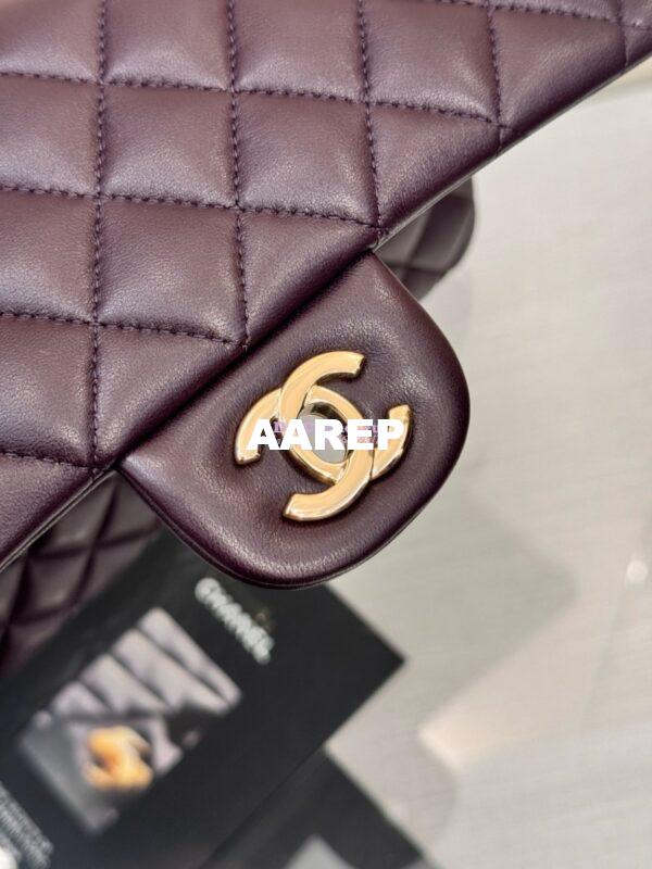 Replica Chanel CF 1112 Classic Flap Bag Qulited Lambskin with Light Gold Hardware in Dark Purple 10