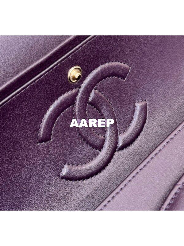 Replica Chanel CF 1112 Classic Flap Bag Qulited Lambskin with Light Gold Hardware in Dark Purple 13