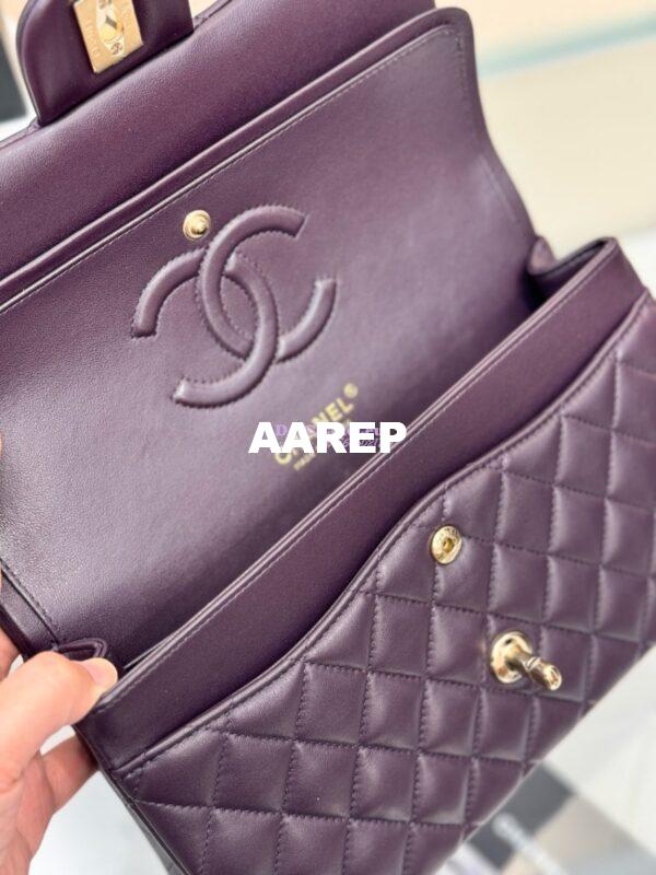 Replica Chanel CF 1112 Classic Flap Bag Qulited Lambskin with Light Gold Hardware in Dark Purple 14