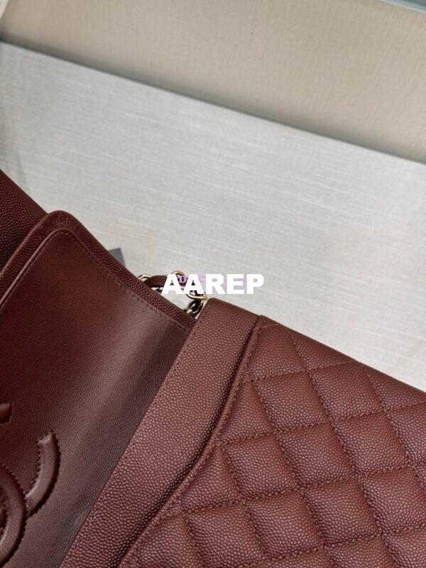 Replica Chanel CF 1112 Classic Flap Bag Qulited Grainy Caviar with Light Gold Hardware in Dark Brown 11