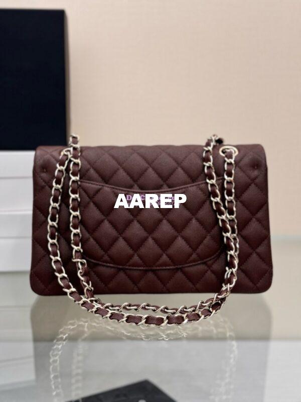 Replica Chanel CF 1112 Classic Flap Bag Qulited Grainy Caviar with Light Gold Hardware in Dark Brown 15