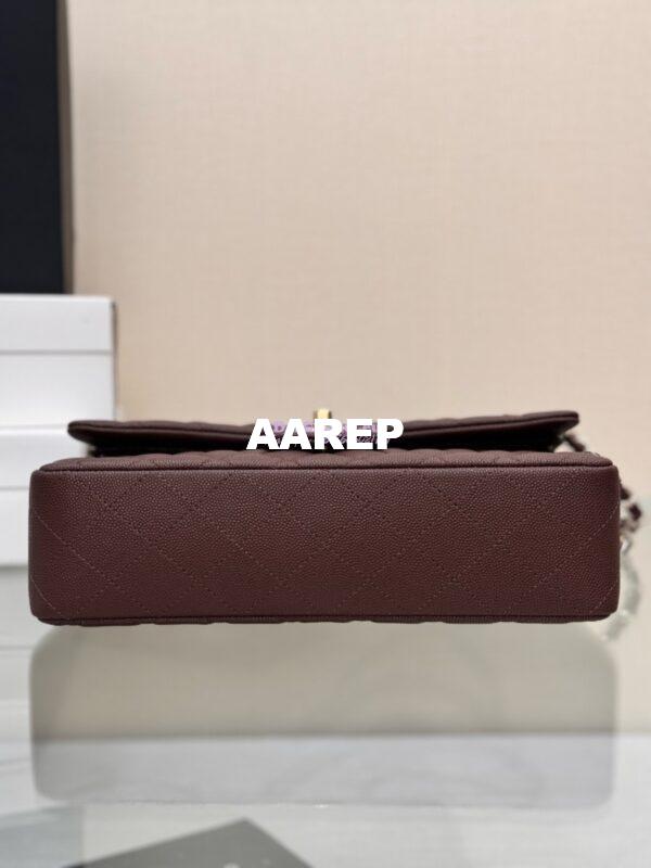 Replica Chanel CF 1112 Classic Flap Bag Qulited Grainy Caviar with Light Gold Hardware in Dark Brown 17