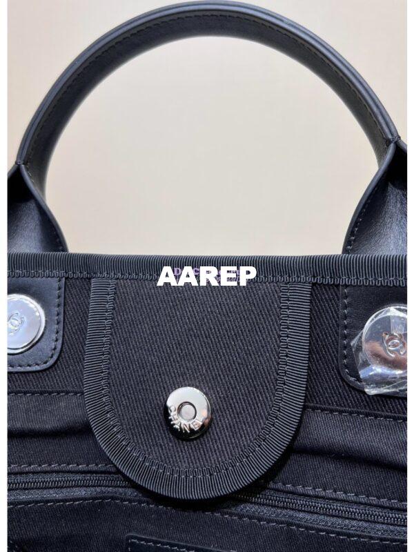 Replica Chanel Deauville Mixed Fibers With Pearl Shopping Bag A66941 Black 11