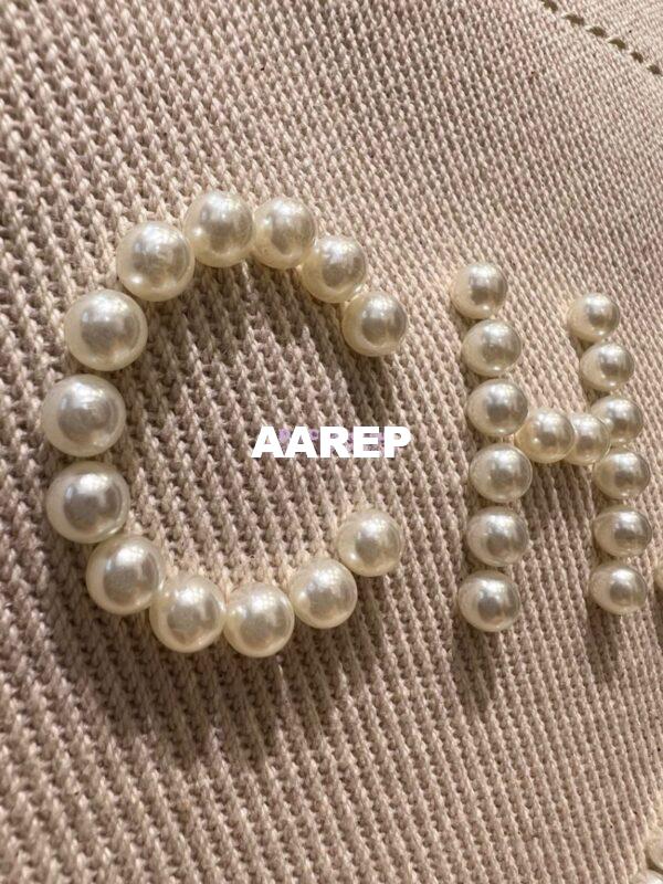 Replica Chanel Deauville Mixed Fibers With Pearl Shopping Bag A66941 Beige 7