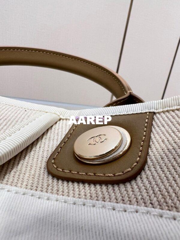 Replica Chanel Deauville Mixed Fibers With Pearl Shopping Bag A66941 Beige 8