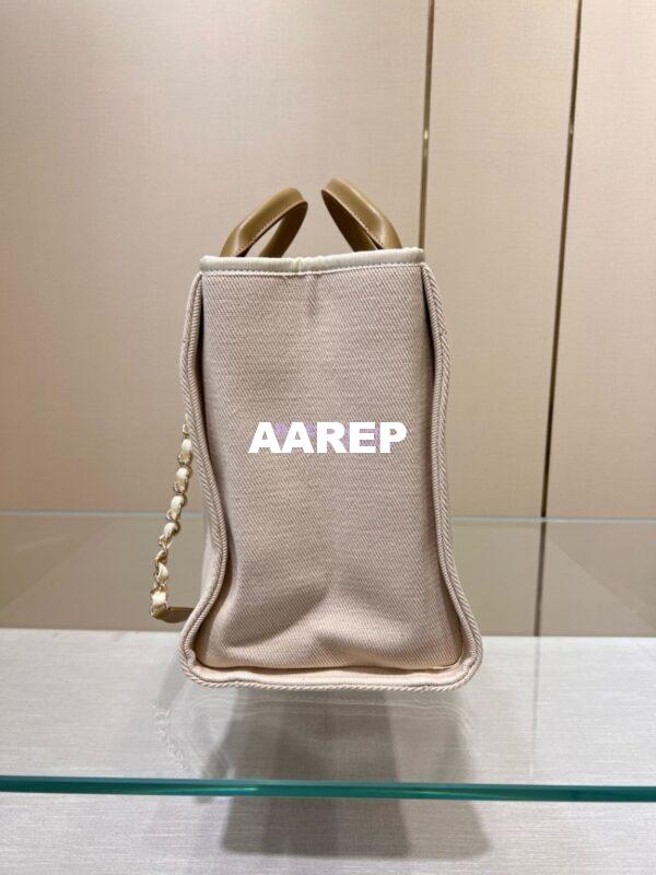 Replica Chanel Deauville Mixed Fibers With Pearl Shopping Bag A66941 Beige 11