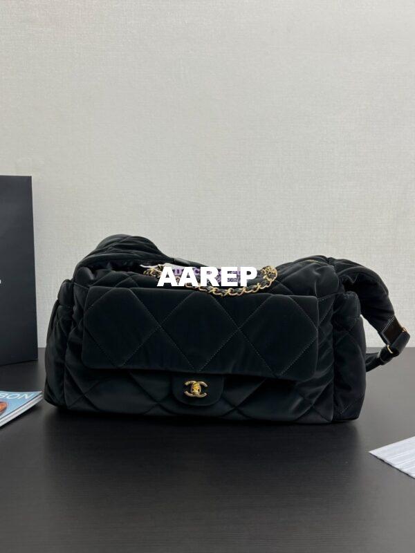 Replica Chanel 24N Coco Neige Large Hobo Bag Velvet Nylon P77398 Versatile Ski Limited Collection 3