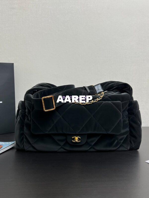 Replica Chanel 24N Coco Neige Large Hobo Bag Velvet Nylon P77398 Versatile Ski Limited Collection 4