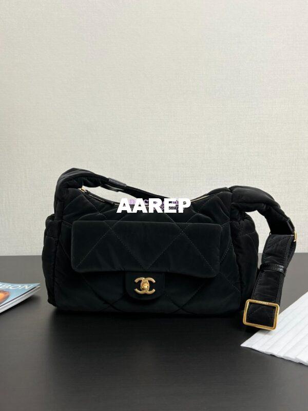 Replica Chanel 24N Coco Neige Hobo Bag Velvet Nylon AS5054 Versatile Ski Limited Collection 3