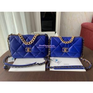 Replica Chanel 19 Large Flap Bag AS1161 Lambskin Cobalt Blue