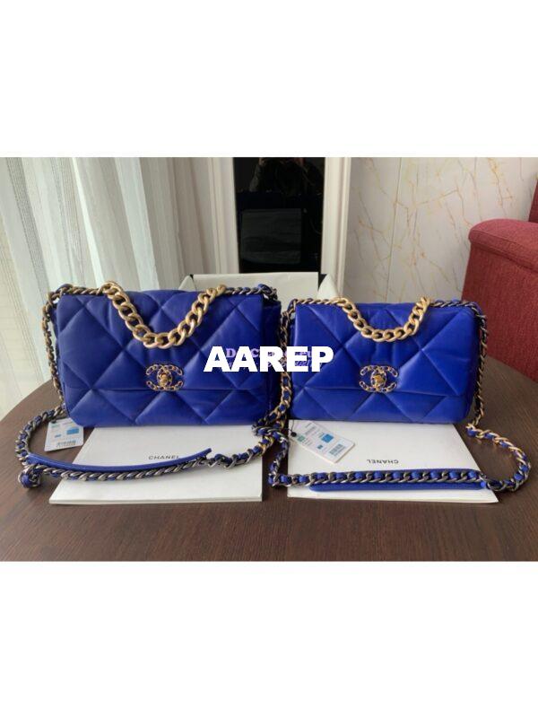 Replica Chanel 19 Large Flap Bag AS1161 Lambskin Cobalt Blue 3