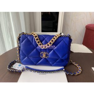 Replica Chanel 19 Large Flap Bag AS1161 Lambskin Cobalt Blue 2
