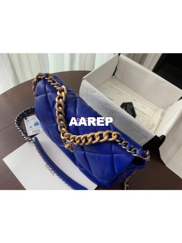 Replica Chanel 19 Large Flap Bag AS1161 Lambskin Cobalt Blue 6