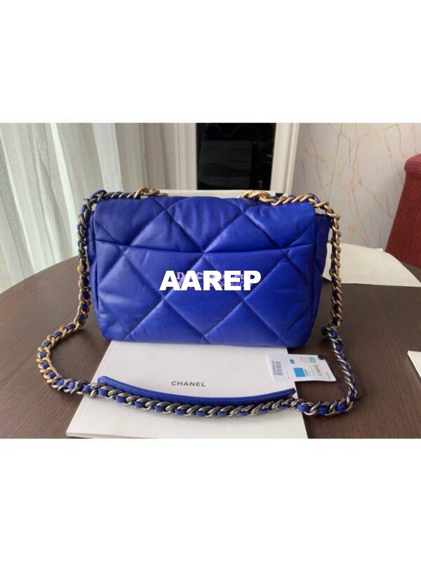 Replica Chanel 19 Large Flap Bag AS1161 Lambskin Cobalt Blue 8