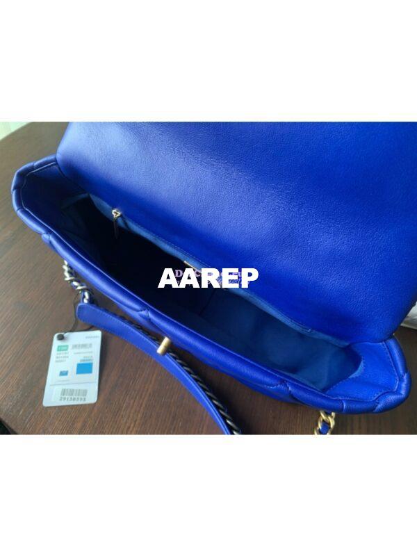 Replica Chanel 19 Large Flap Bag AS1161 Lambskin Cobalt Blue 10