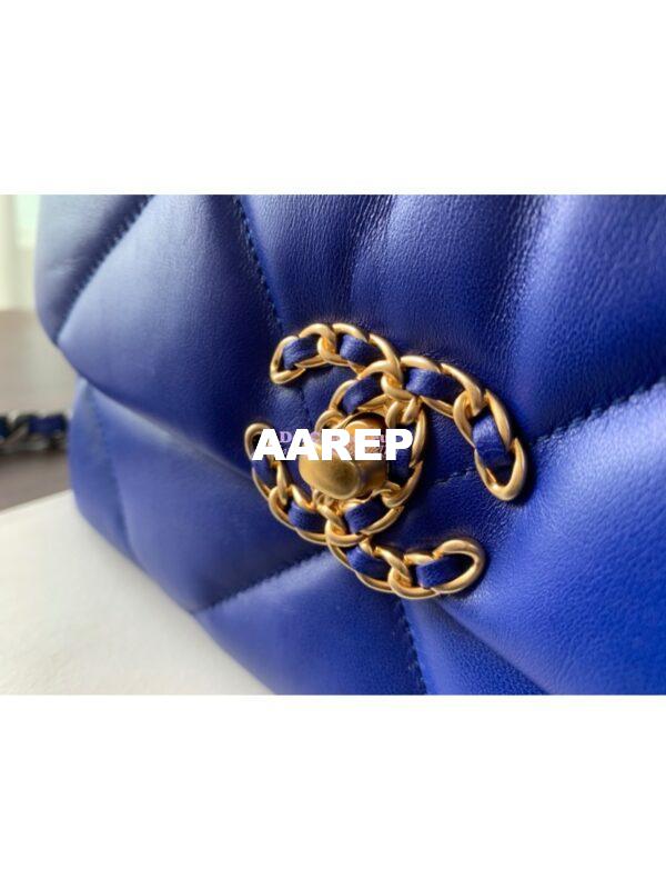 Replica Chanel 19 Small Flap Bag AS1160 Lambskin in Cobalt Blue 3