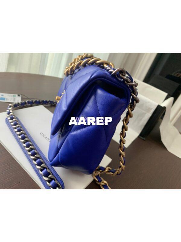 Replica Chanel 19 Small Flap Bag AS1160 Lambskin in Cobalt Blue 5