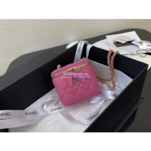 Replica Chanel Mini Vanity With Classic Chain in Grained Calfskin AP1340 Pink