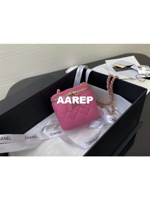 Replica Chanel Mini Vanity With Classic Chain in Grained Calfskin AP1340 Pink