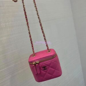 Replica Chanel Mini Vanity With Classic Chain in Grained Calfskin AP1340 Pink 2