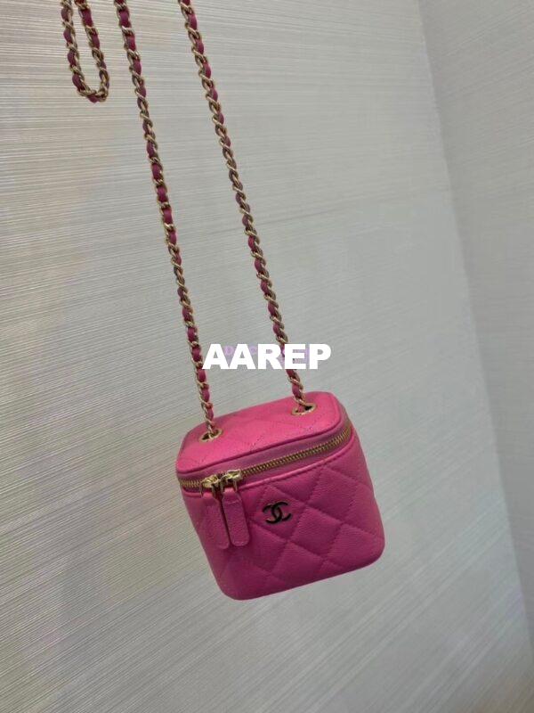 Replica Chanel Mini Vanity With Classic Chain in Grained Calfskin AP1340 Pink 2