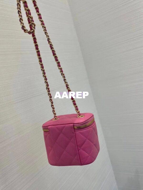 Replica Chanel Mini Vanity With Classic Chain in Grained Calfskin AP1340 Pink 3