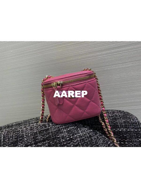 Replica Chanel Mini Vanity With Classic Chain in Grained Calfskin AP1340 Pink 4