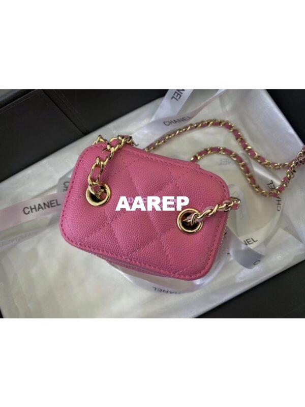 Replica Chanel Mini Vanity With Classic Chain in Grained Calfskin AP1340 Pink 5