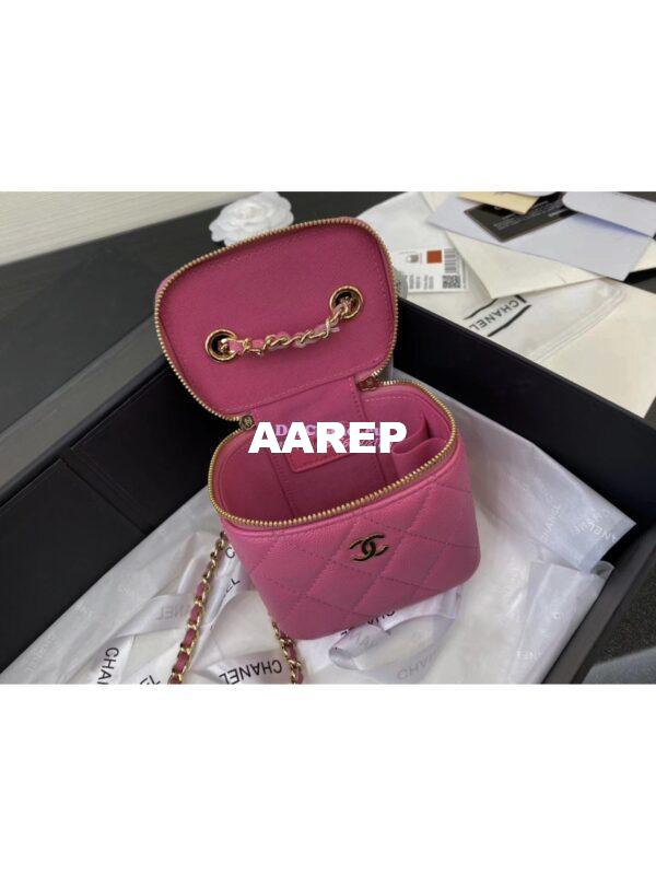 Replica Chanel Mini Vanity With Classic Chain in Grained Calfskin AP1340 Pink 7
