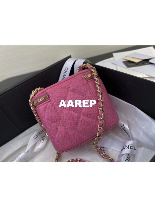 Replica Chanel Mini Vanity With Classic Chain in Grained Calfskin AP1340 Pink 9