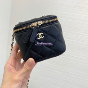 Replica Chanel Mini Vanity With Classic Chain in Lambskin AP1340 Black