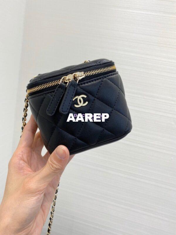 Replica Chanel Mini Vanity With Classic Chain in Lambskin AP1340 Black 3