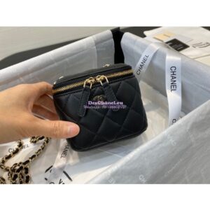 Replica Chanel Mini Vanity With Classic Chain in Lambskin AP1340 Black 2