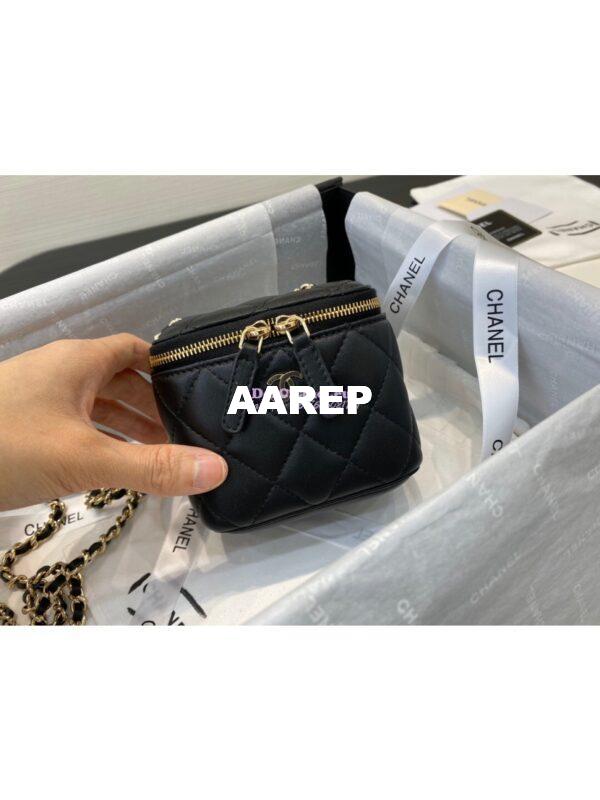 Replica Chanel Mini Vanity With Classic Chain in Lambskin AP1340 Black 4