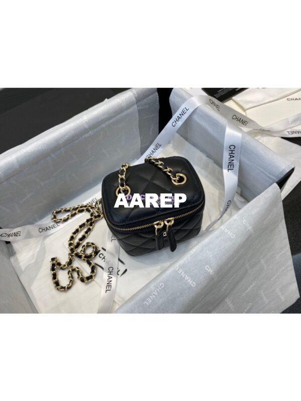 Replica Chanel Mini Vanity With Classic Chain in Lambskin AP1340 Black 5