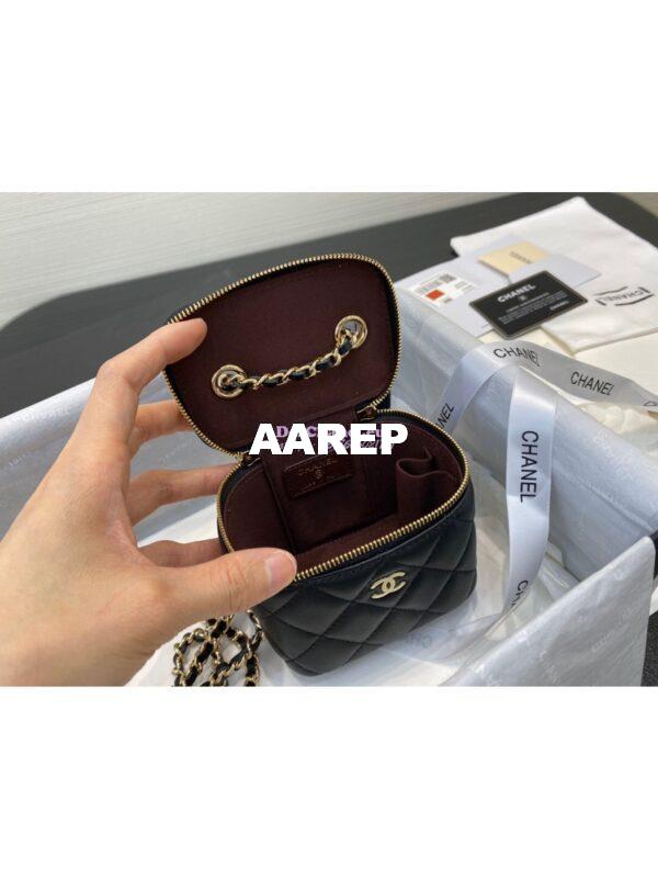 Replica Chanel Mini Vanity With Classic Chain in Lambskin AP1340 Black 6