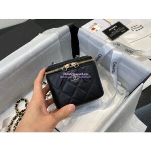 Replica Chanel Mini Vanity With Classic Chain in Grained Calfskin AP1340 Black